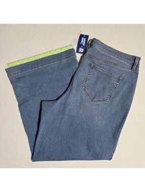 Lands' End Recover Petite Wide-Leg Light Wash Denim Jeans Size 18 Cropped